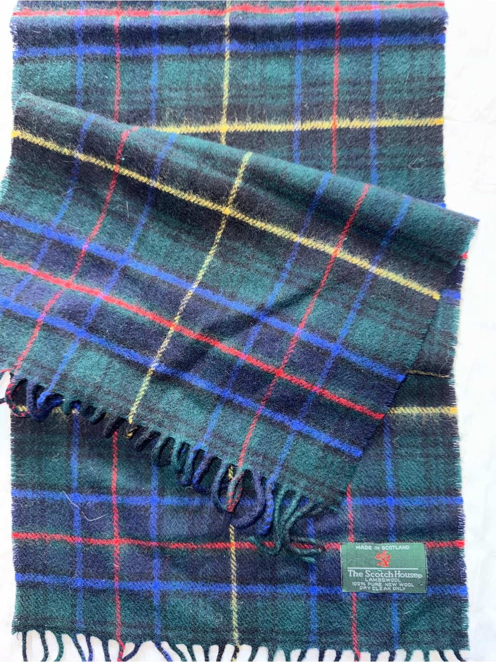 The Scotch House Green Tartan LambsWool 100% Scarf